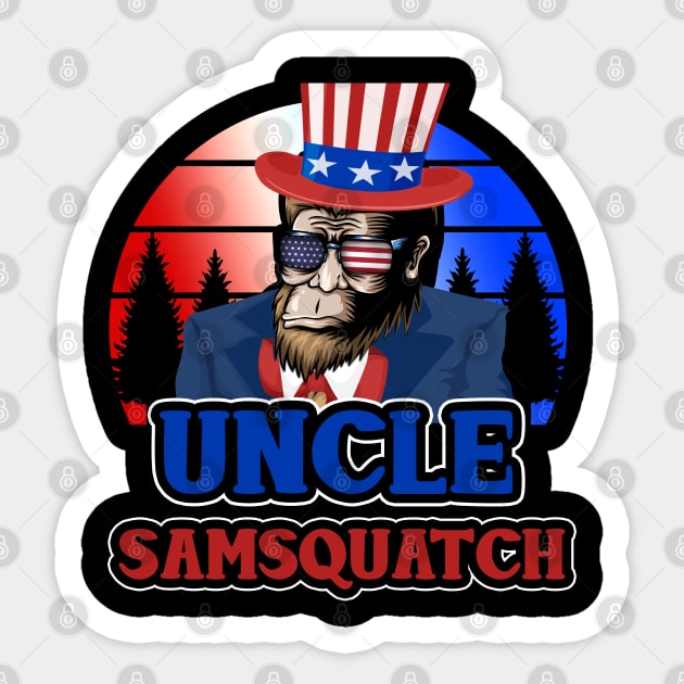 Uncle Samsquatch 4th Of July Patriotic Design Sticker by TeeShirt_Expressive